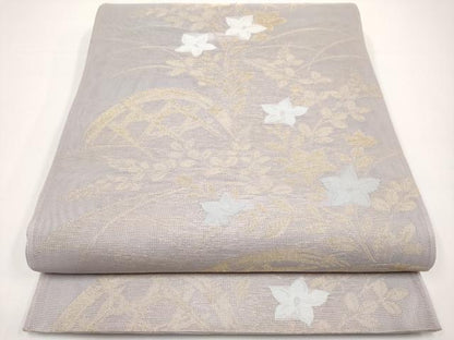 平和屋着物＊夏物　六通柄袋帯　籬草花文　金糸　正絹　逸品　CABH6302tx