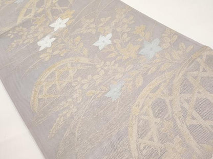平和屋着物＊夏物　六通柄袋帯　籬草花文　金糸　正絹　逸品　CABH6302tx