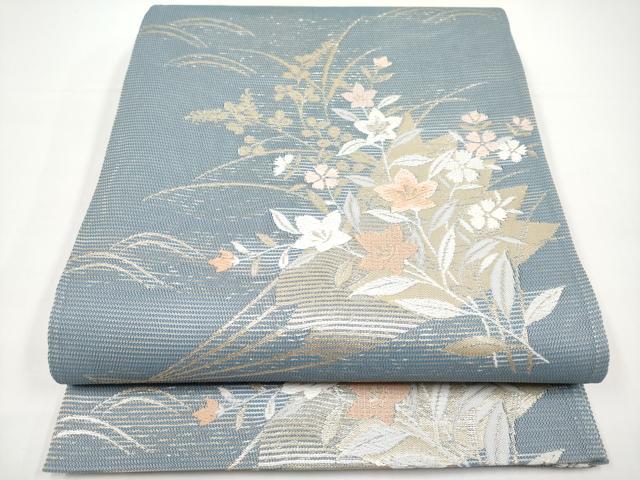 平和屋着物＊夏物　六通柄袋帯　唐織　扇面花文　金銀糸　正絹　逸品　CABH6303tx