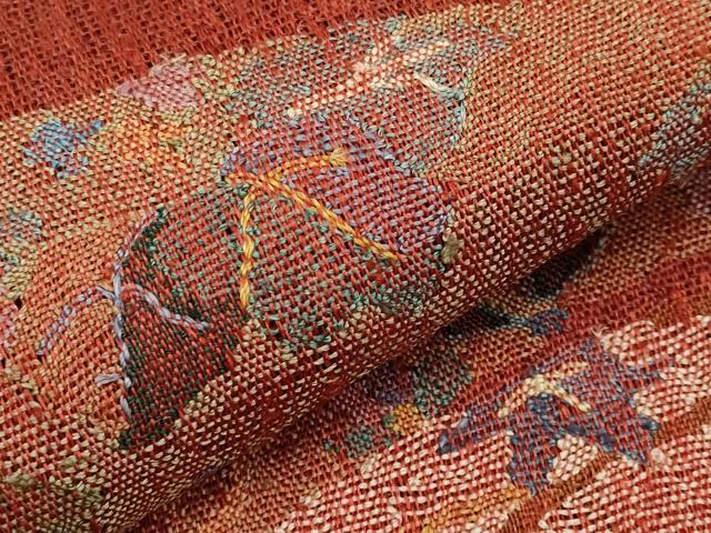 平和屋着物＊夏物　太鼓柄袋帯　櫛織　宝尽くし草花文　正絹　逸品　未使用　CABH6304tx