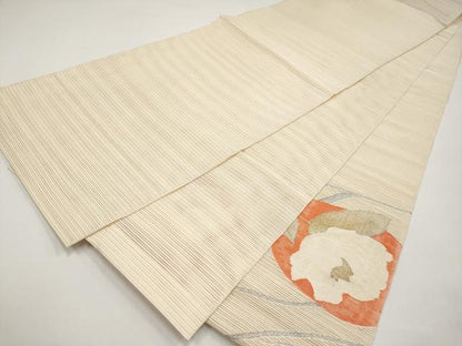 平和屋着物＊夏物　太鼓柄袋帯　絽綴れ　流水枝花文　金銀糸　正絹　逸品　CABH6307tx