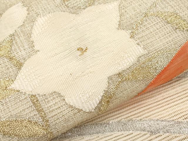 平和屋着物＊夏物　太鼓柄袋帯　絽綴れ　流水枝花文　金銀糸　正絹　逸品　CABH6307tx