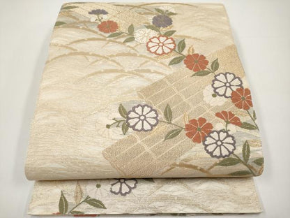 平和屋着物＊夏物　六通柄袋帯　唐織　花筏文　金糸　正絹　逸品　未使用　CABH6308tx