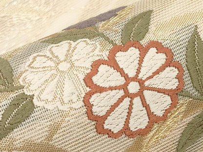 平和屋着物＊夏物　六通柄袋帯　唐織　花筏文　金糸　正絹　逸品　未使用　CABH6308tx