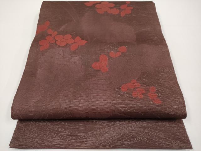 平和屋着物＊夏物　太鼓柄袋帯　枝花文　三越扱い　正絹　逸品　CABH6314tx