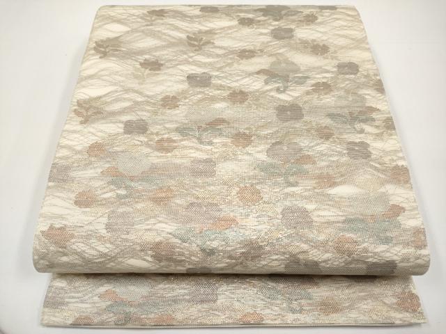 平和屋着物＊夏物　六通柄袋帯　草花文　金糸　正絹　逸品　CABH6319tx