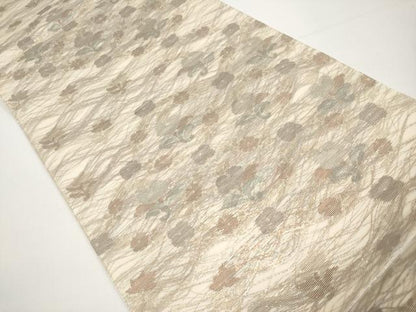 平和屋着物＊夏物　六通柄袋帯　草花文　金糸　正絹　逸品　CABH6319tx