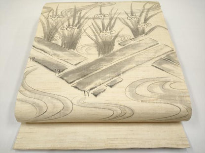 平和屋着物＊夏物　太鼓柄袋帯　手描き　八ツ橋　麻　逸品　CABH6320tx