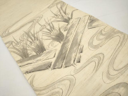 平和屋着物＊夏物　太鼓柄袋帯　手描き　八ツ橋　麻　逸品　CABH6320tx