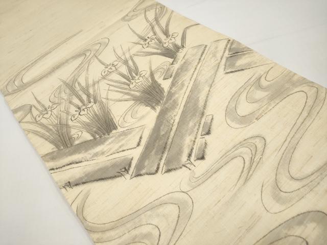 平和屋着物＊夏物　太鼓柄袋帯　手描き　八ツ橋　麻　逸品　CABH6320tx