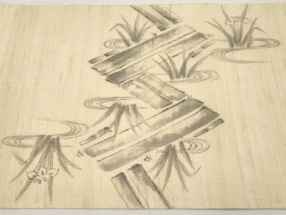 平和屋着物＊夏物　太鼓柄袋帯　手描き　八ツ橋　麻　逸品　CABH6320tx