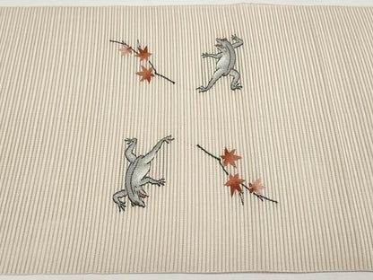 平和屋着物＊夏物　西陣　八寸名古屋帯　絽綴れ　鳥獣戯画　金糸　証紙付き　正絹　逸品　CABH6321tx