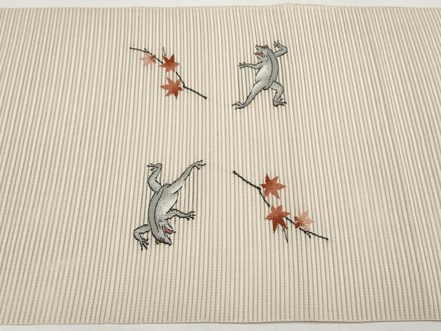 平和屋着物＊夏物　西陣　八寸名古屋帯　絽綴れ　鳥獣戯画　金糸　証紙付き　正絹　逸品　CABH6321tx