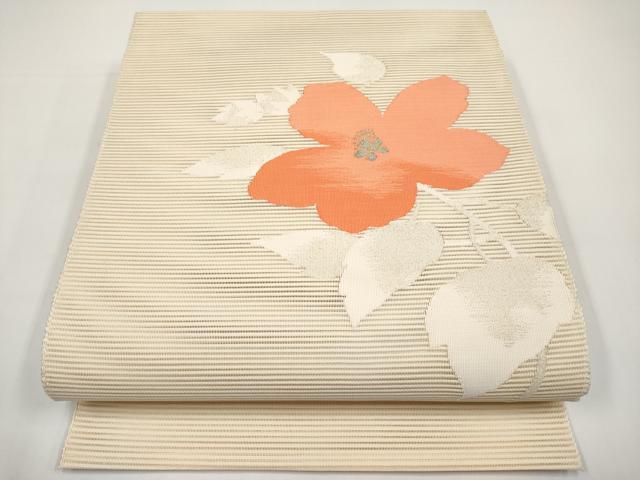 平和屋着物＊夏物　八寸名古屋帯　絽綴れ　枝花文　金銀糸　正絹　逸品　未使用　CABH6324tx