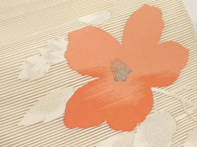 平和屋着物＊夏物　八寸名古屋帯　絽綴れ　枝花文　金銀糸　正絹　逸品　未使用　CABH6324tx