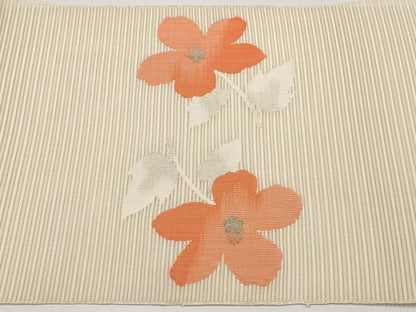 平和屋着物＊夏物　八寸名古屋帯　絽綴れ　枝花文　金銀糸　正絹　逸品　未使用　CABH6324tx