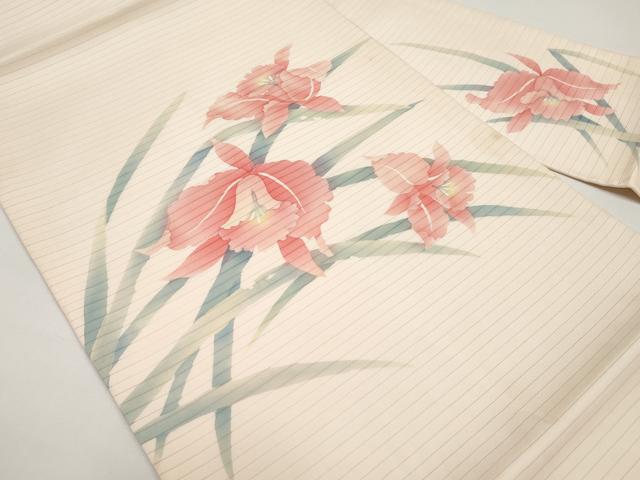 平和屋着物＊夏物　絽塩瀬　九寸名古屋帯　ろうけつ染め　百合　正絹　逸品　CABH6327tx