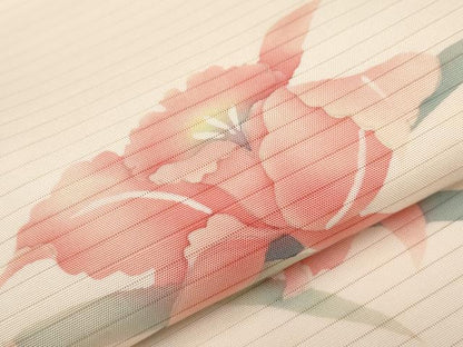 平和屋着物＊夏物　絽塩瀬　九寸名古屋帯　ろうけつ染め　百合　正絹　逸品　CABH6327tx