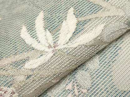 平和屋着物＊夏物　九寸名古屋帯　流水草花文　金銀糸　正絹　逸品　CABH6329tx