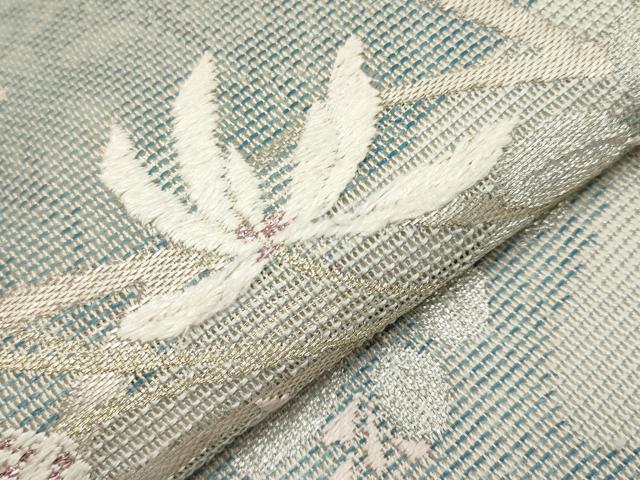 平和屋着物＊夏物　九寸名古屋帯　流水草花文　金銀糸　正絹　逸品　CABH6329tx
