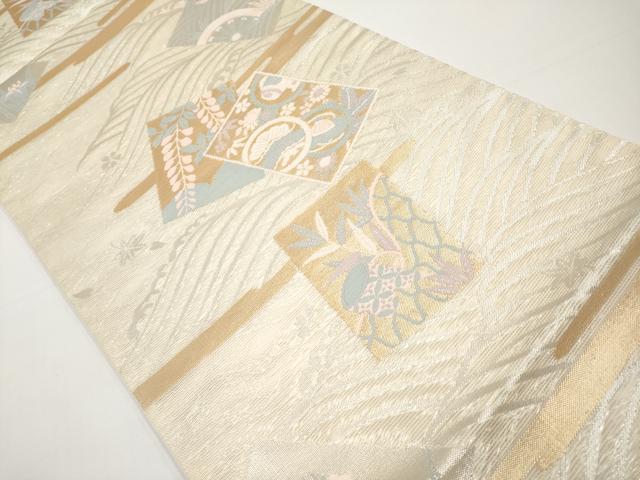平和屋着物＊夏物　六通柄袋帯　色紙重ね吉祥花文　金銀糸　正絹　逸品　未使用　CABH6332tx