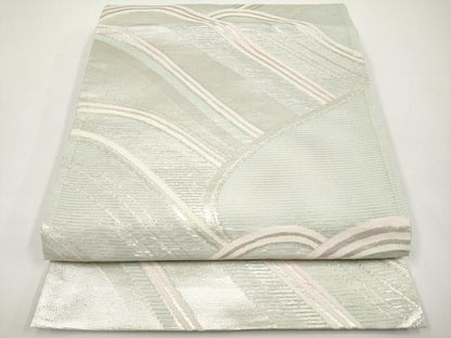 平和屋着物＊夏物　六通柄袋帯　重ね山文　銀糸　正絹　逸品　CABH6338tx
