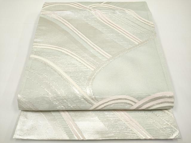 平和屋着物＊夏物　六通柄袋帯　重ね山文　銀糸　正絹　逸品　CABH6338tx