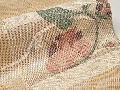 平和屋着物＊夏物　太鼓柄袋帯　色紙花唐草文　銀糸　正絹　逸品　CABH6346tx
