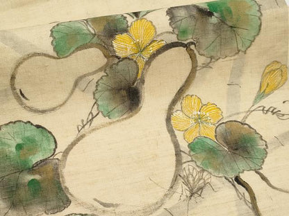 平和屋着物＊夏物　九寸名古屋帯　作家物　手描き　蔦の葉瓢箪文　麻　逸品　CABH6350tx