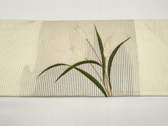 平和屋着物＊夏物　九寸名古屋帯　稲穂　銀糸　正絹　逸品　CABH6352tx