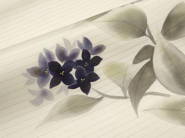 平和屋着物＊夏物　絽塩瀬　九寸名古屋帯　手描き　紫陽花　金彩　正絹　逸品　CABH6357tx