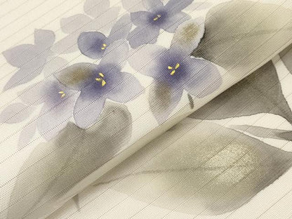 平和屋着物＊夏物　絽塩瀬　九寸名古屋帯　手描き　紫陽花　金彩　正絹　逸品　CABH6357tx