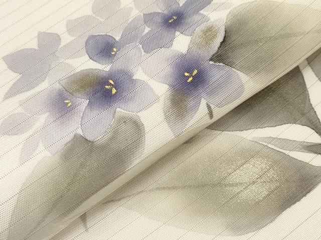 平和屋着物＊夏物　絽塩瀬　九寸名古屋帯　手描き　紫陽花　金彩　正絹　逸品　CABH6357tx