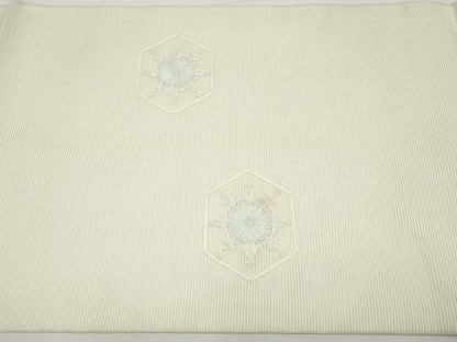 平和屋着物＊夏物　九寸開き名古屋帯　総刺繍　亀甲花文　正絹　逸品　CABH6358tx