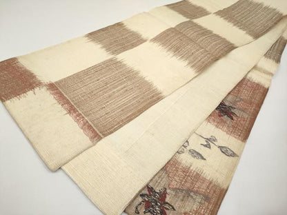 平和屋着物＊夏物　太鼓柄袋帯　すくい織　舞葉文　正絹　逸品　CABH6366tx
