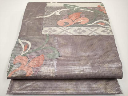 平和屋着物＊夏物　太鼓柄袋帯　花唐草文　正絹　逸品　CABH6367tx