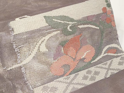 平和屋着物＊夏物　太鼓柄袋帯　花唐草文　正絹　逸品　CABH6367tx