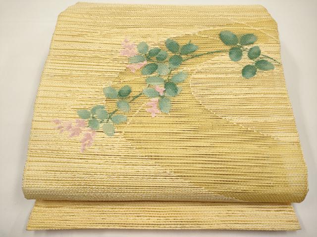 平和屋着物＊夏物　八寸名古屋帯　枝葉文　正絹　逸品　CABH6371tx