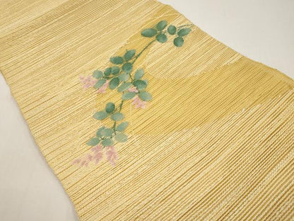 平和屋着物＊夏物　八寸名古屋帯　枝葉文　正絹　逸品　CABH6371tx