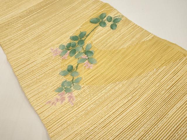 平和屋着物＊夏物　八寸名古屋帯　枝葉文　正絹　逸品　CABH6371tx