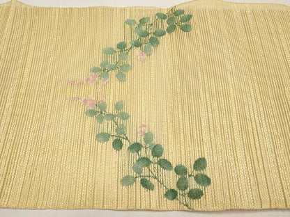 平和屋着物＊夏物　八寸名古屋帯　枝葉文　正絹　逸品　CABH6371tx
