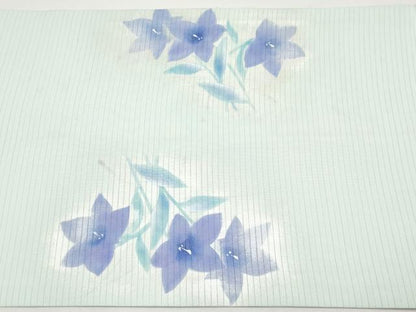 平和屋着物＊夏物　絽塩瀬　九寸開き名古屋帯　手描き　桔梗　銀彩　正絹　逸品　CABH6379tx