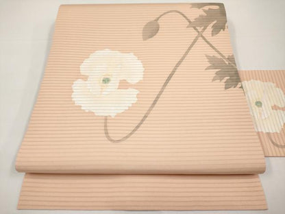 平和屋着物＊夏物　絽塩瀬　九寸名古屋帯　ろうけつ染　枝花文　金銀彩　正絹　逸品　未使用　CABH6385tx