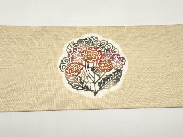 平和屋着物＊夏物　九寸名古屋帯　型染　花丸文　正絹　逸品　未使用　CABH6387tx