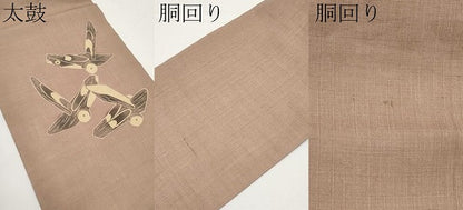 平和屋着物＊夏物　九寸名古屋帯　型染　抽象文　麻　逸品　CABH6388tx
