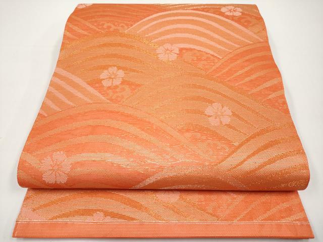 平和屋着物＊夏物　六通柄　本袋帯　立波舞花文　金糸　正絹　逸品　CABH6393tx