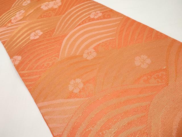 平和屋着物＊夏物　六通柄　本袋帯　立波舞花文　金糸　正絹　逸品　CABH6393tx