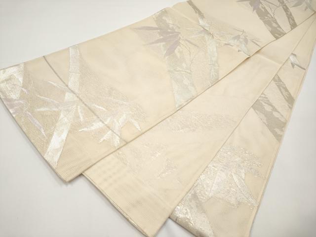 平和屋着物＊夏物　六通柄袋帯　笹竹文　銀糸　正絹　逸品　CABH6394tx