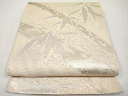 平和屋着物＊夏物　六通柄袋帯　笹竹文　銀糸　正絹　逸品　CABH6394tx