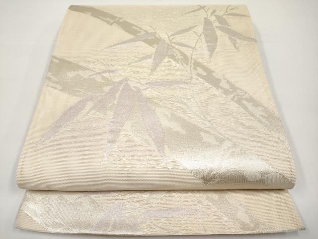 平和屋着物＊夏物　六通柄袋帯　笹竹文　銀糸　正絹　逸品　CABH6394tx